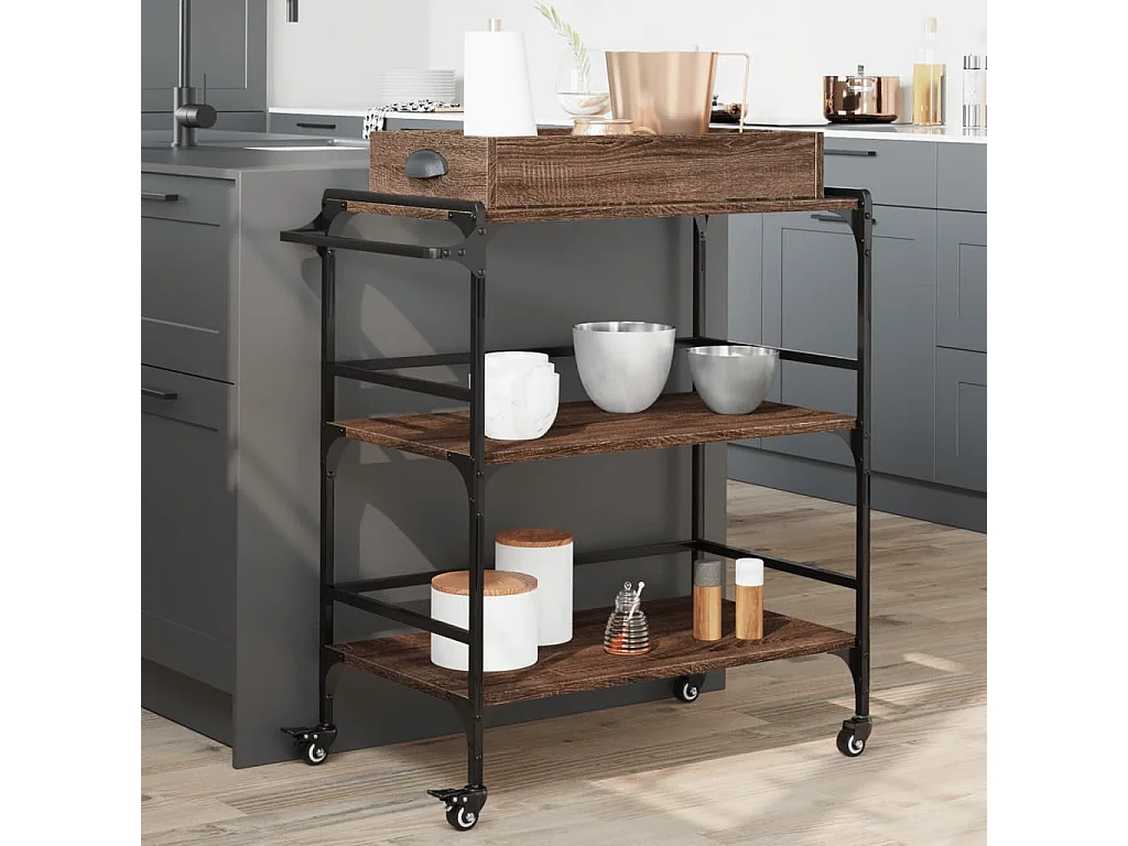 Küchenwagen Braun Eichen-Optik 81,5x41x92,5 cm Holzwerkstoff