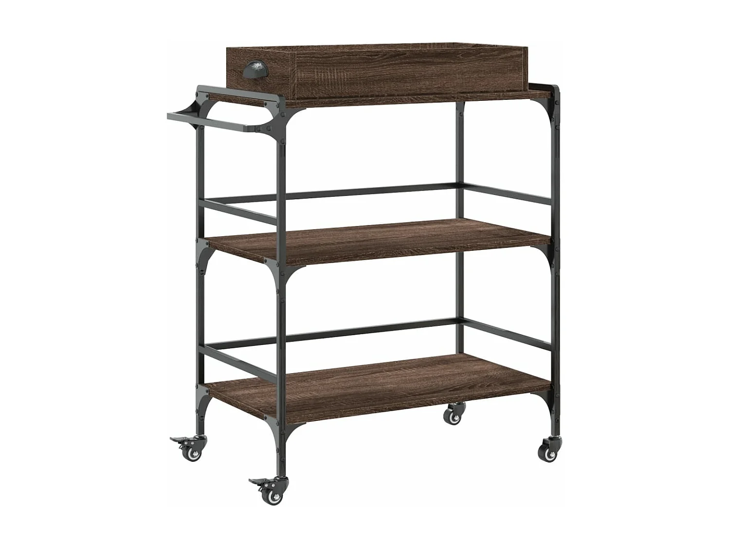 Chariot de cuisine chêne marron 81,5x41x92,5 cm bois ingénierie