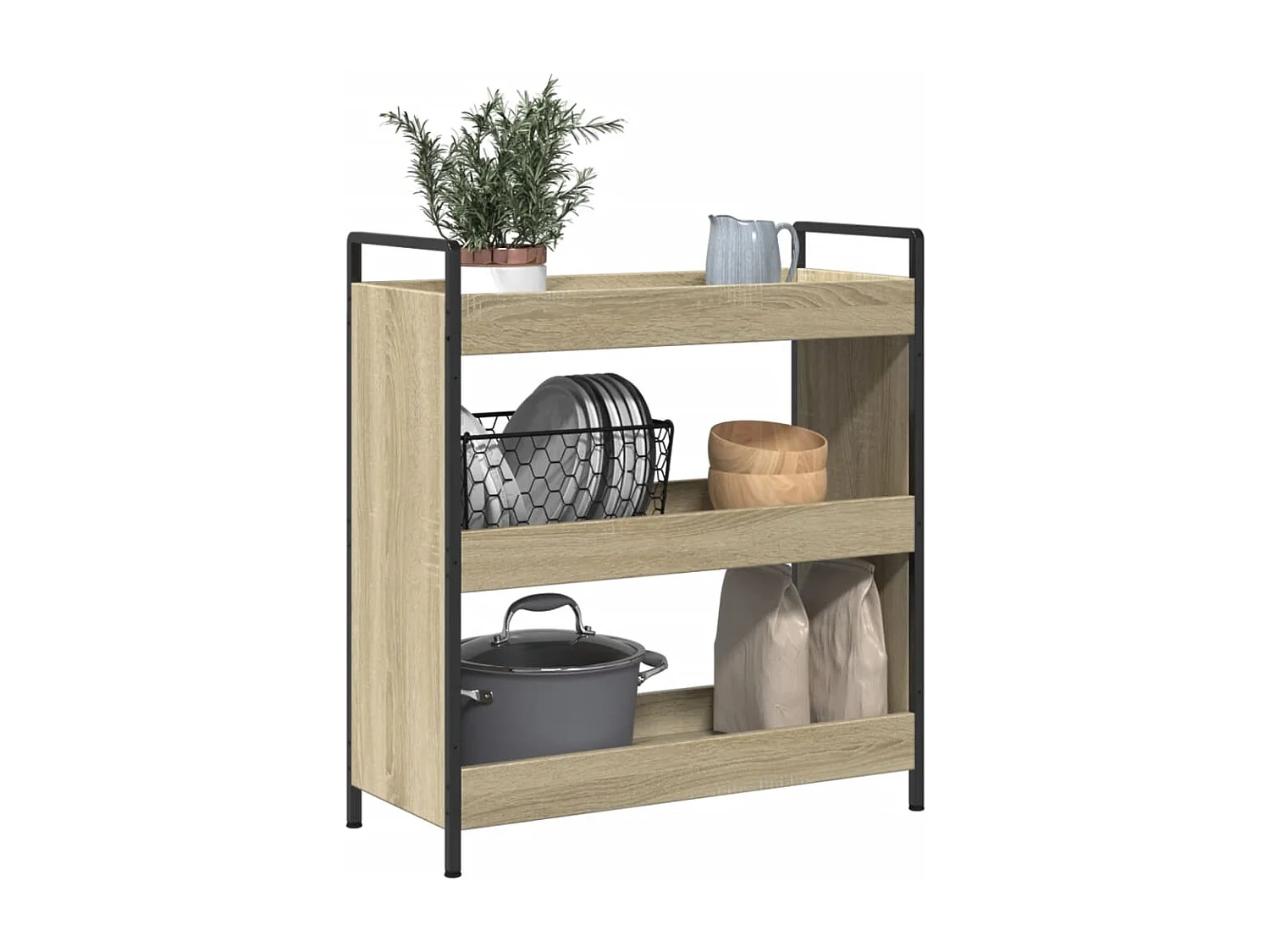 Chariot de cuisine chêne sonoma 70x30x82 cm bois d'ingénierie