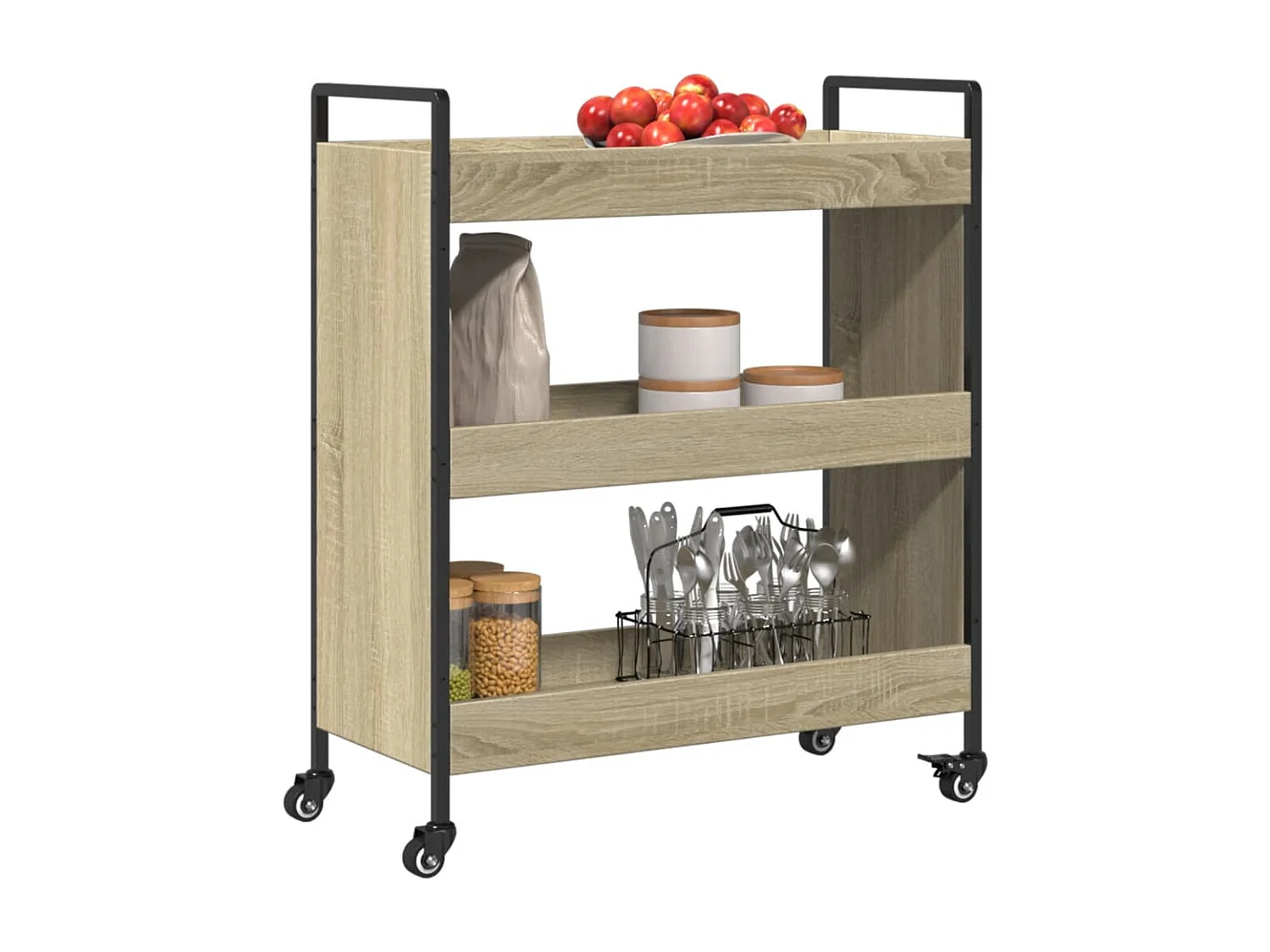 Chariot de cuisine chêne sonoma 70x30x82 cm bois d'ingénierie