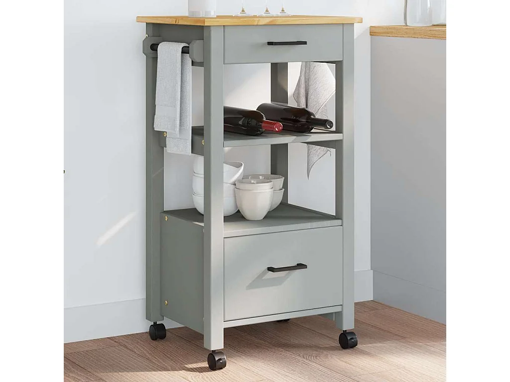 Keukentrolley MONZA 48x40x88,5 cm massief grenenhout