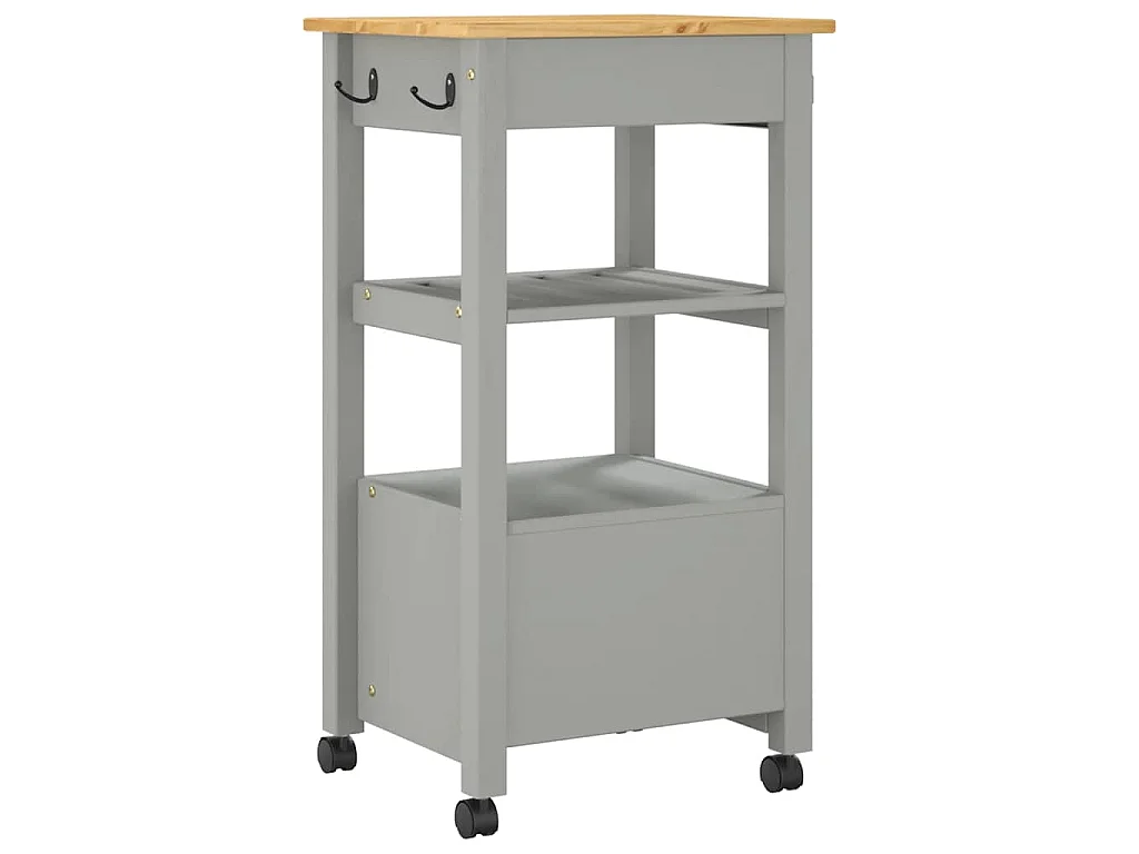 Keukentrolley MONZA 48x40x88,5 cm massief grenenhout
