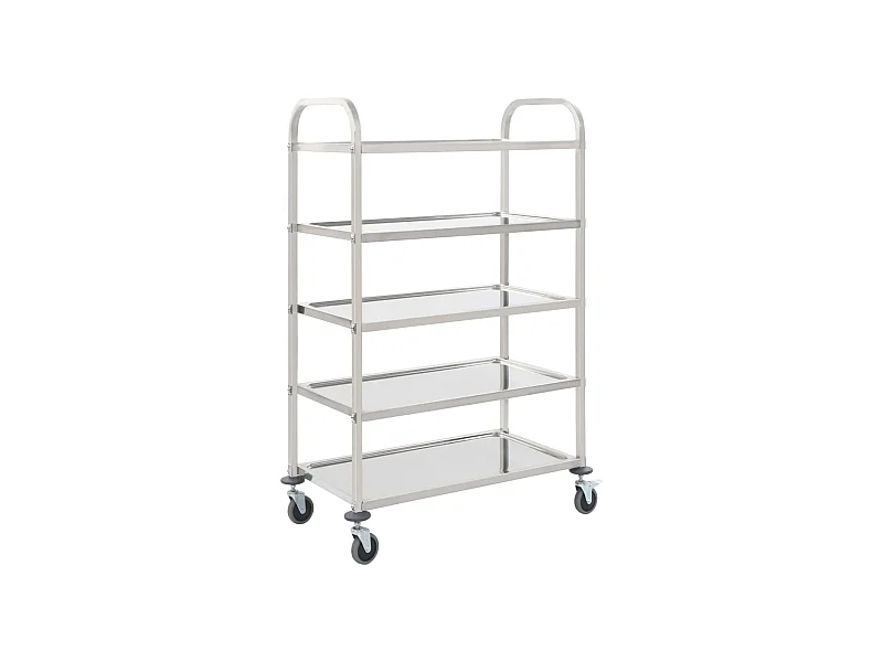 Chariot de cuisine à 5 niveaux 107x55x147 cm Acier inoxydable