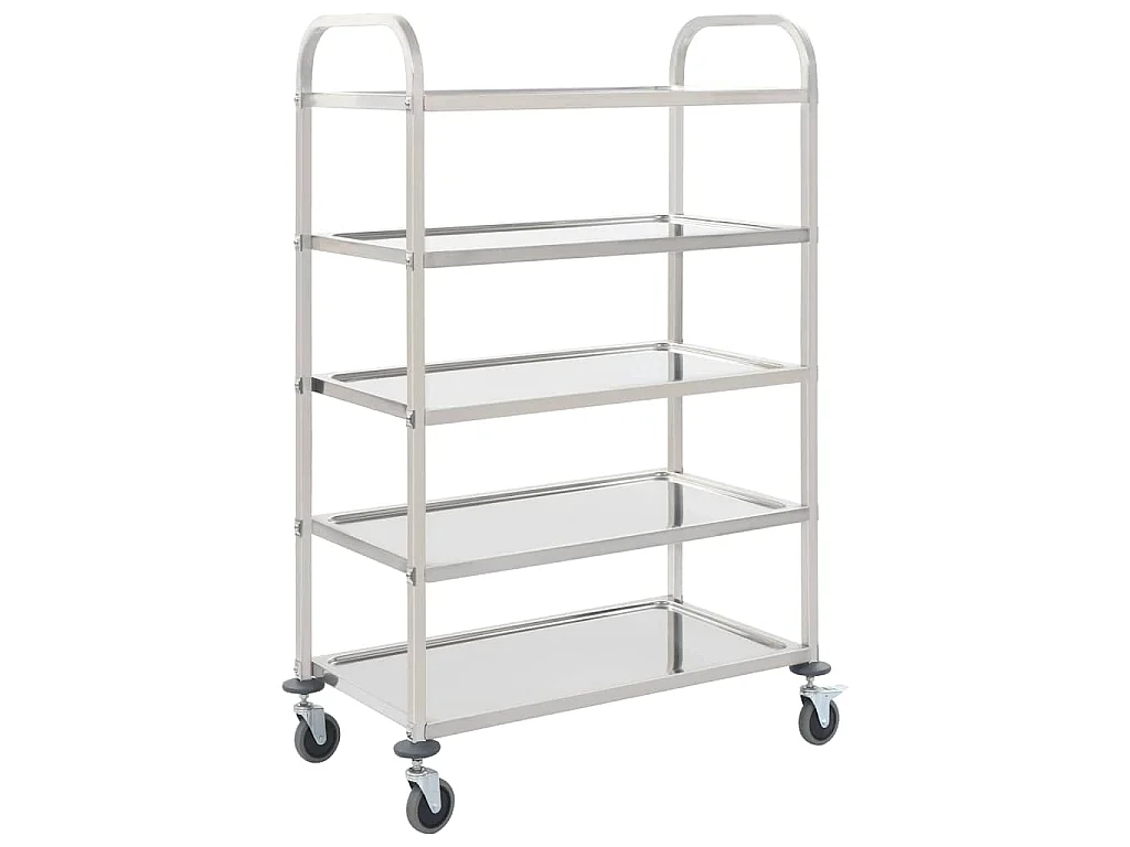 Carrinho de cozinha de 5 níveis 107x55x147 cm aço inoxidável