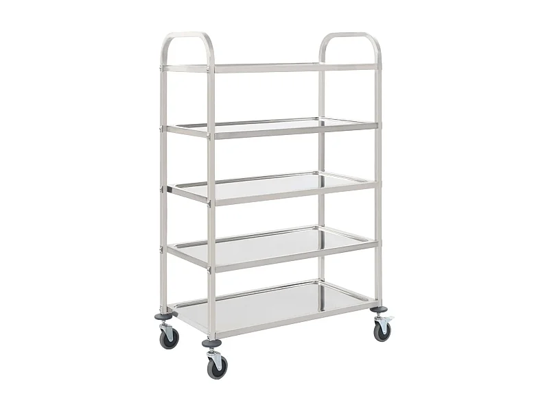 Carrello da Cucina a 5 Livelli 107x55x147 cm in Acciaio Inox