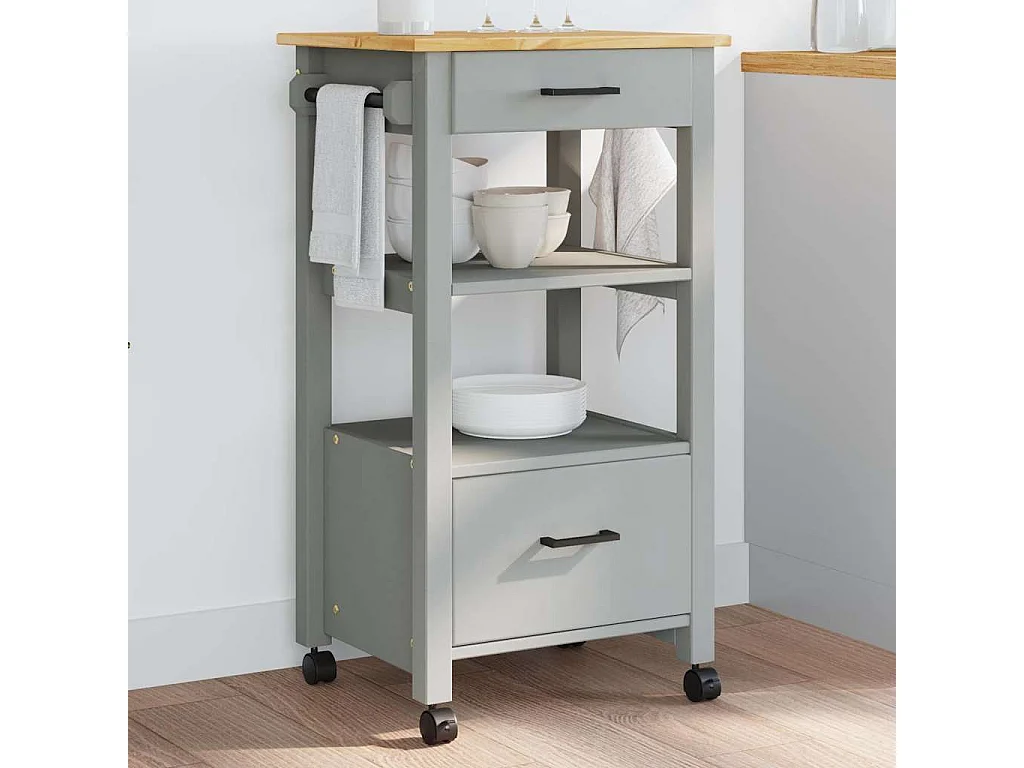 Chariot de cuisine MONZA 48x40x88,5 cm bois massif de pin