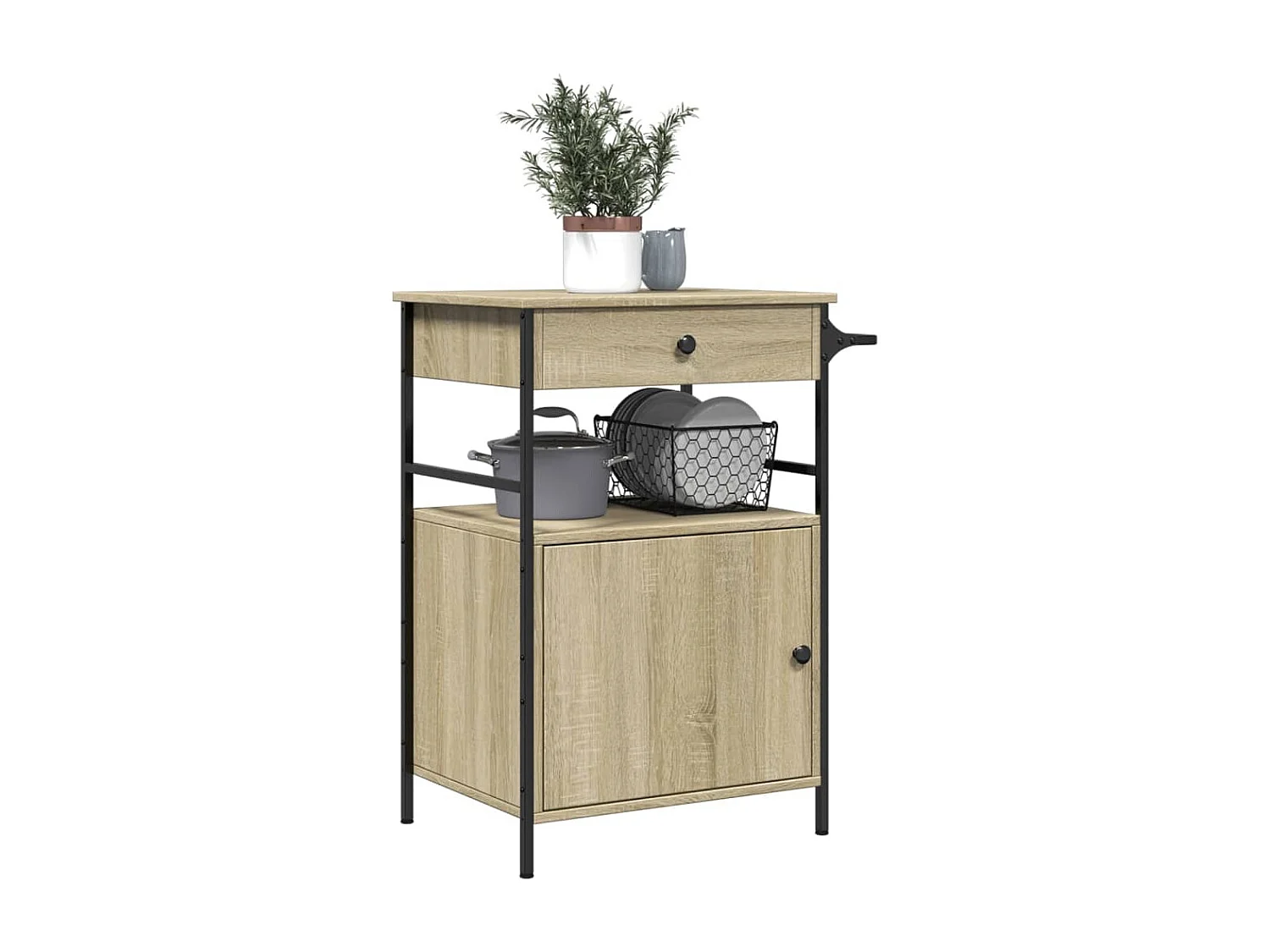 Chariot de cuisine chêne sonoma 56x43x89,5 cm bois d'ingénierie