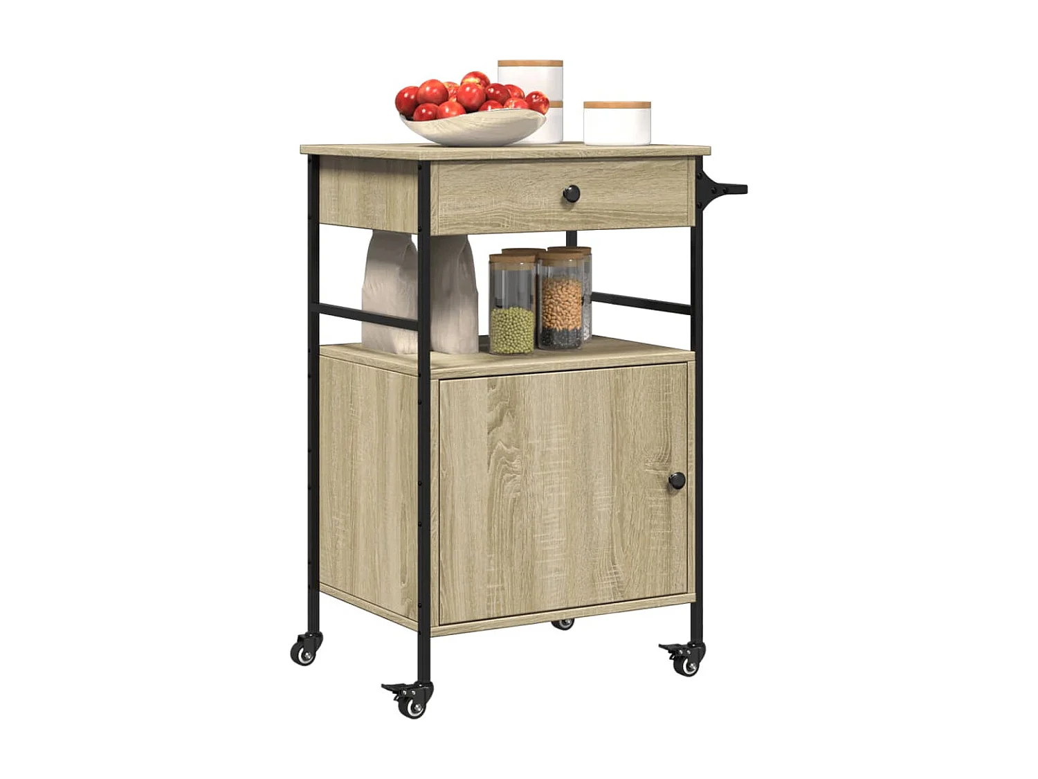 Chariot de cuisine chêne sonoma 56x43x89,5 cm bois d'ingénierie