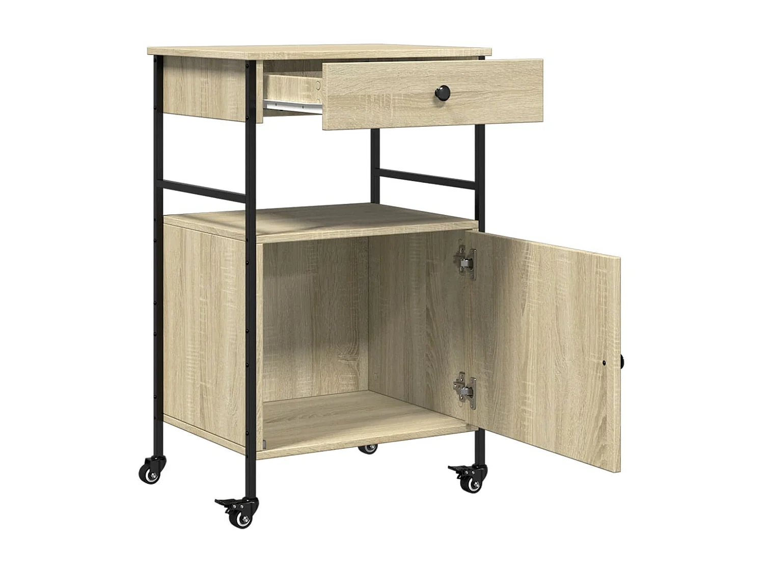 Chariot de cuisine chêne sonoma 56x43x89,5 cm bois d'ingénierie