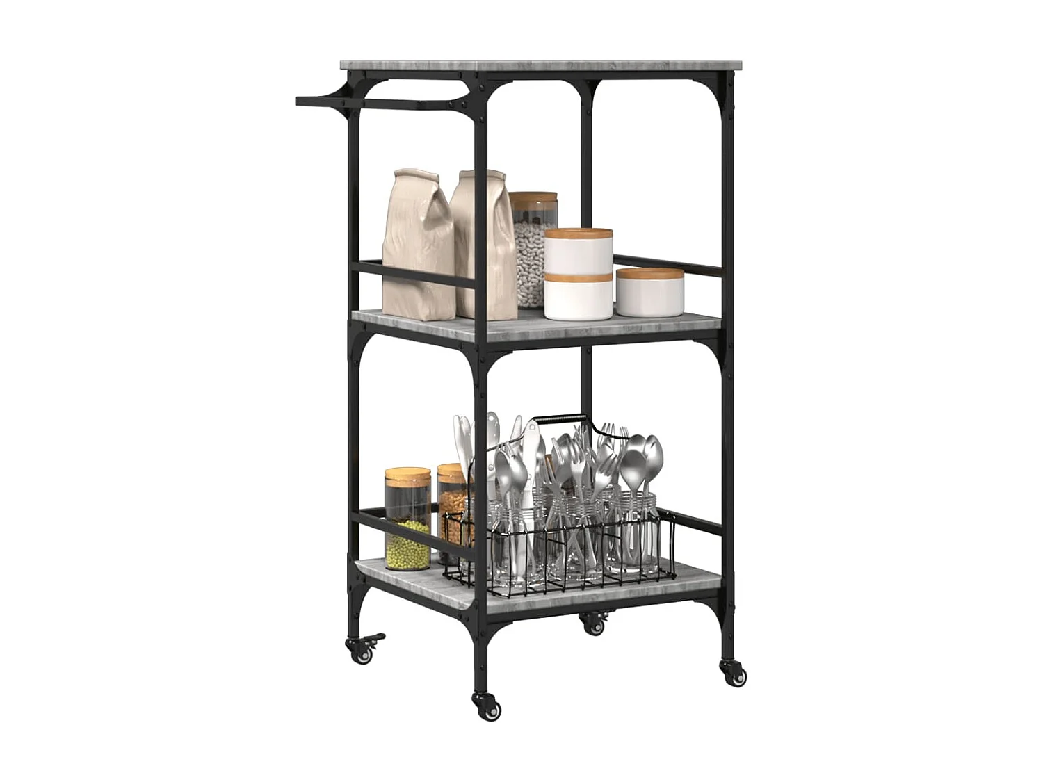 Chariot de cuisine sonoma gris 60,5x50x105 cm bois d'ingénierie