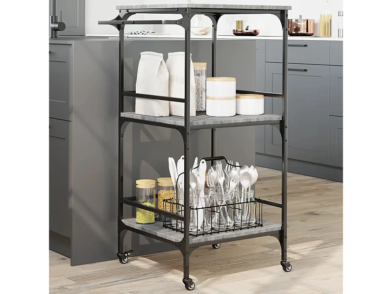 Carrinho cozinha 60,5x50x105 cm derivados madeira cinza sonoma