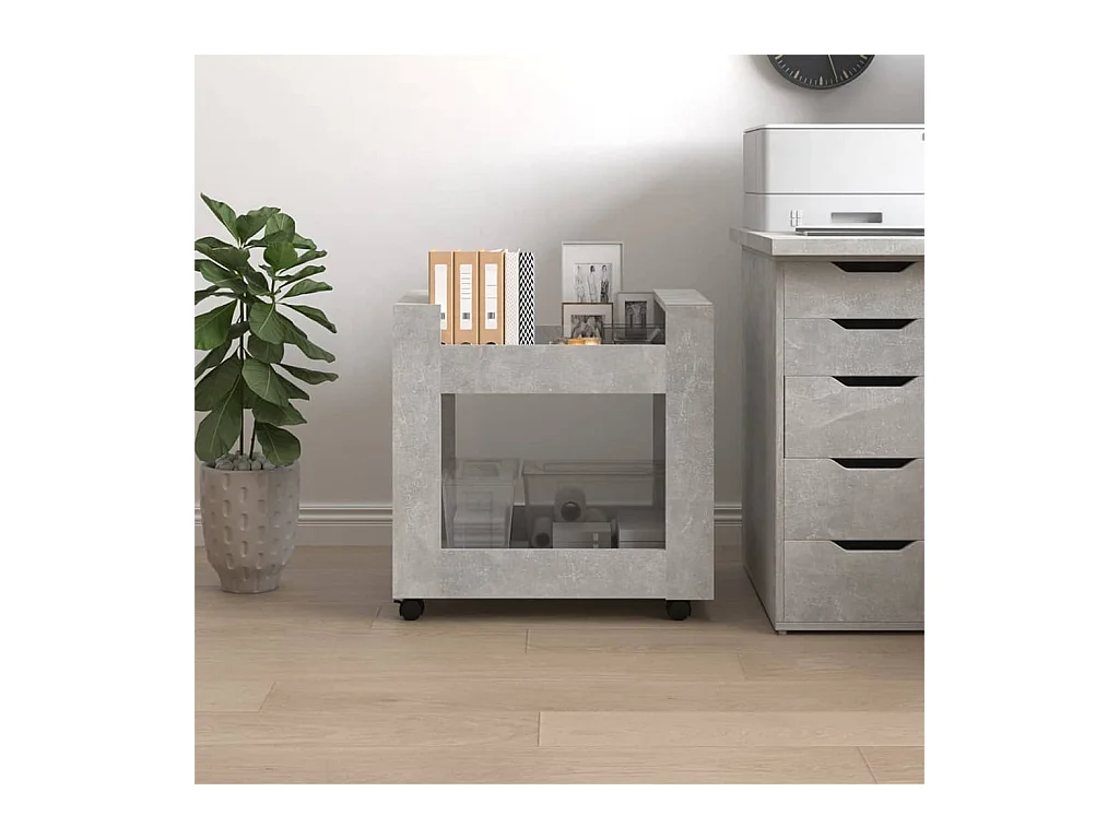 Carrito de escritorio contrachapada gris hormigón 60x45x60 cm