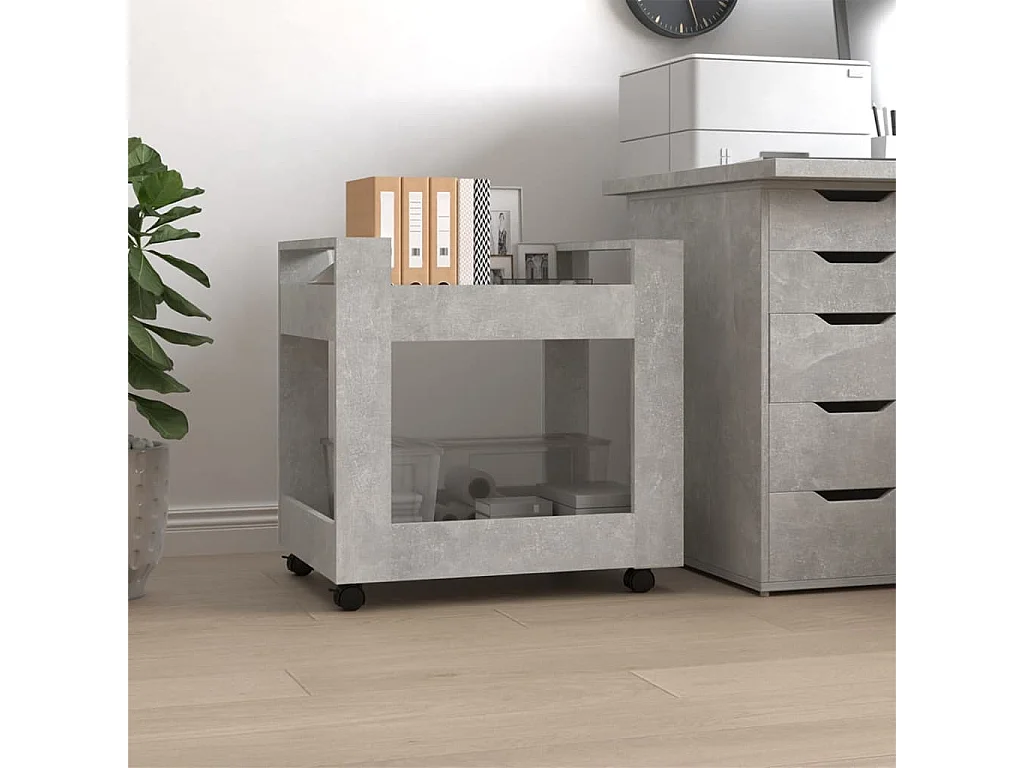 Chariot de bureau Gris béton 60x45x60 cm Bois d'ingénierie