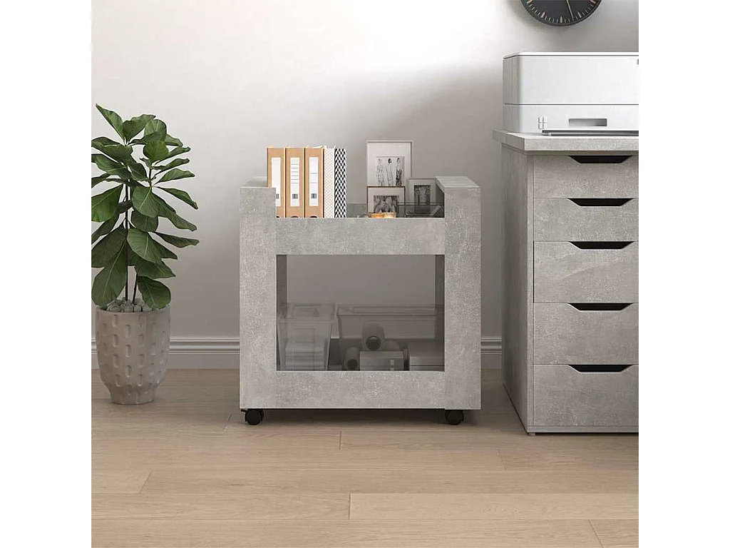 Chariot de bureau Gris béton 60x45x60 cm Bois d'ingénierie