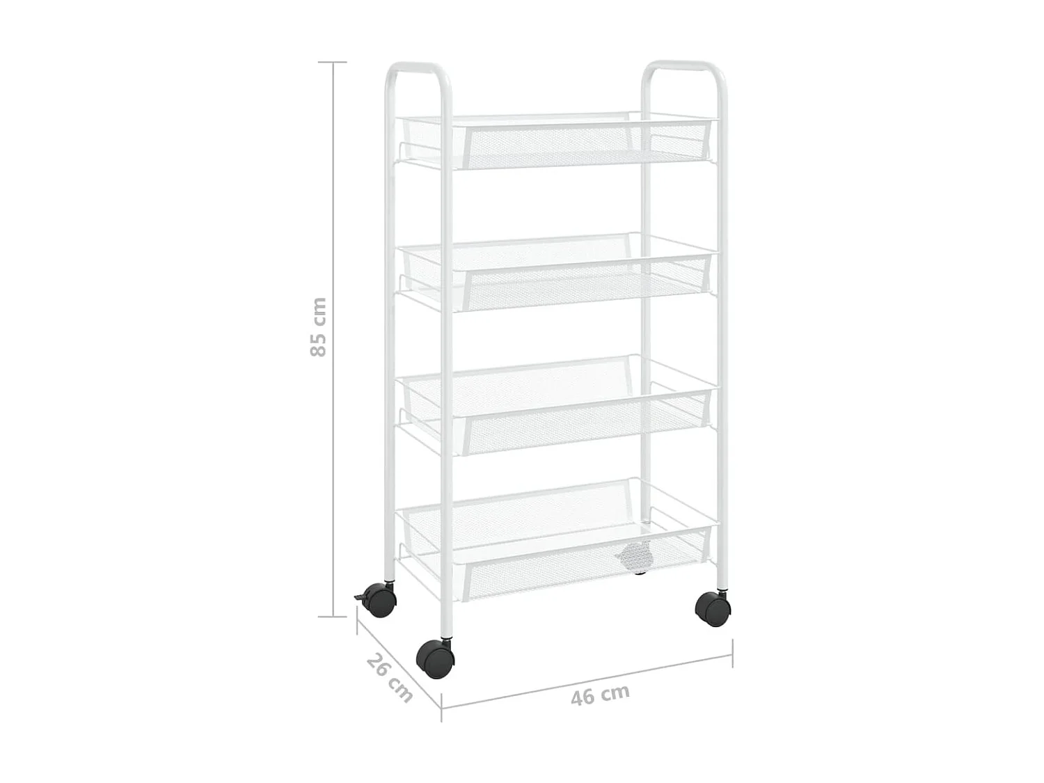 Chariot de cuisine à 4 niveaux Blanc 46x26x85 cm Fer
