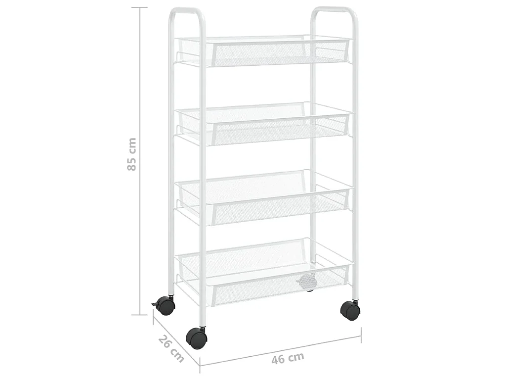 Keukentrolley 4-laags 46x26x85 cm ijzer wit
