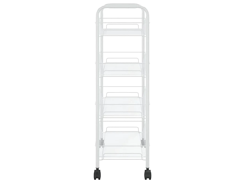 Chariot de cuisine à 4 niveaux Blanc 46x26x85 cm Fer