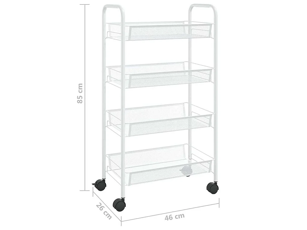 Keukentrolley 4-laags 46x26x85 cm ijzer wit