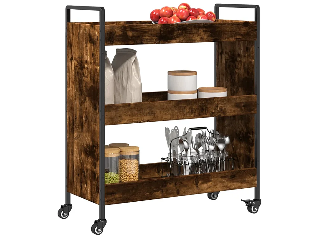 Küchenwagen Räuchereiche 70x30x82 cm Holzwerkstoff