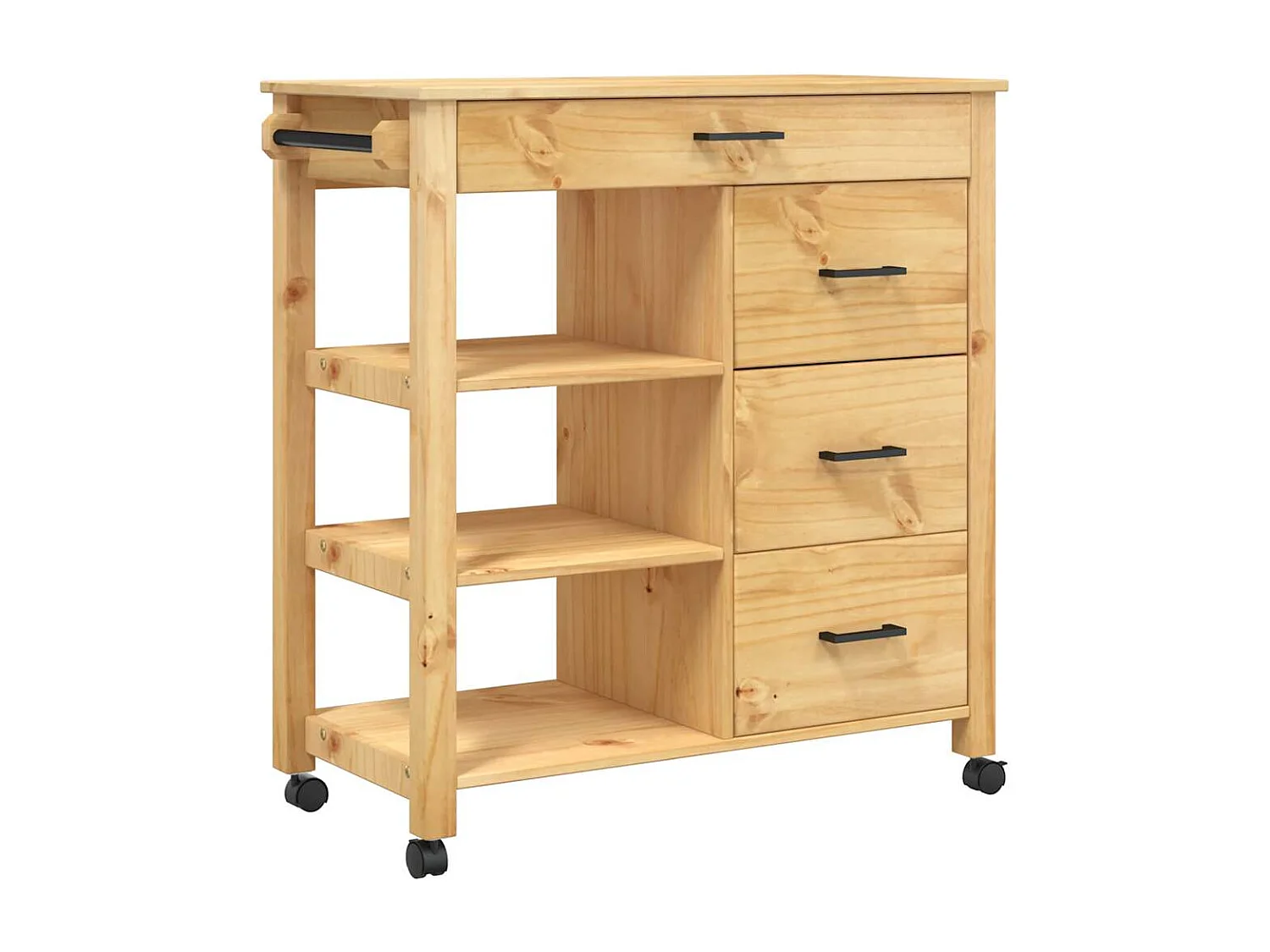 Chariot de cuisine MONZA 84x40x88,5 cm bois massif de pin