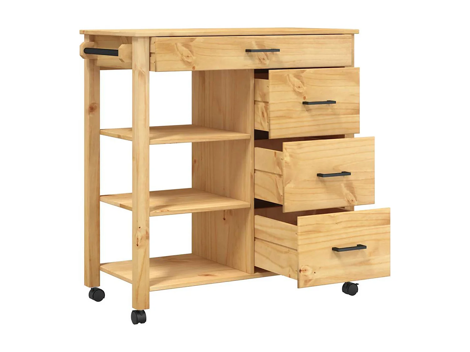 Chariot de cuisine MONZA 84x40x88,5 cm bois massif de pin