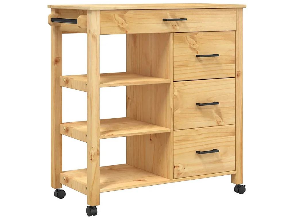 Chariot de cuisine MONZA 84x40x88,5 cm bois massif de pin