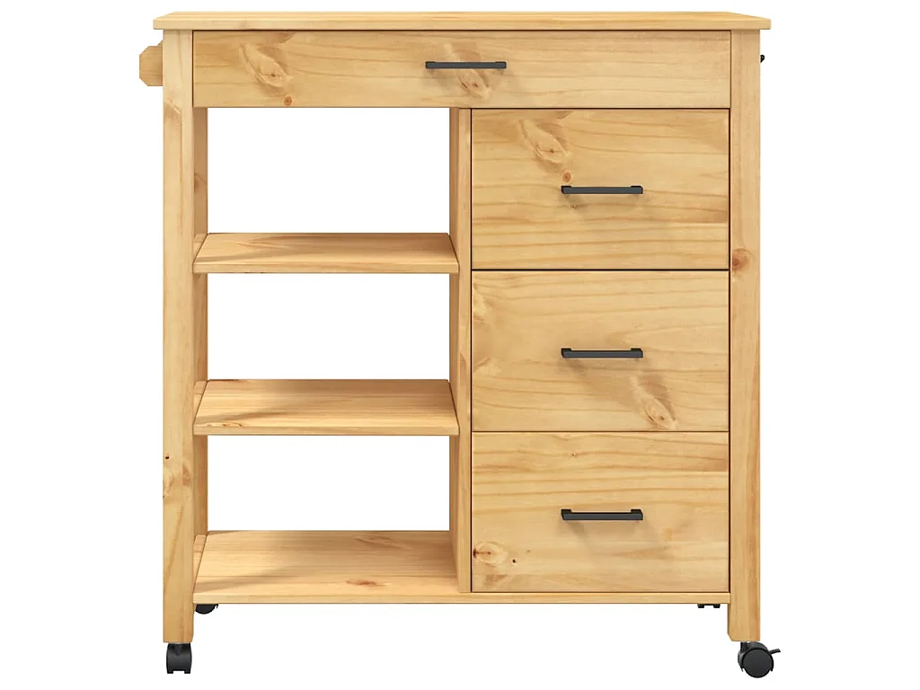 Chariot de cuisine MONZA 84x40x88,5 cm bois massif de pin