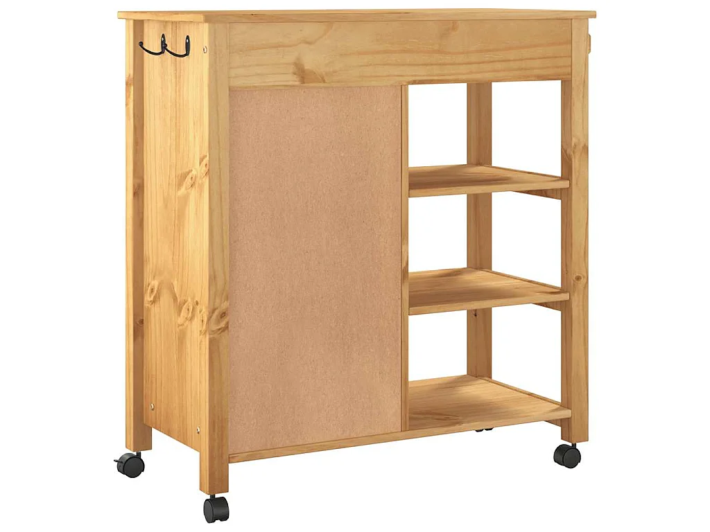 Chariot de cuisine MONZA 84x40x88,5 cm bois massif de pin