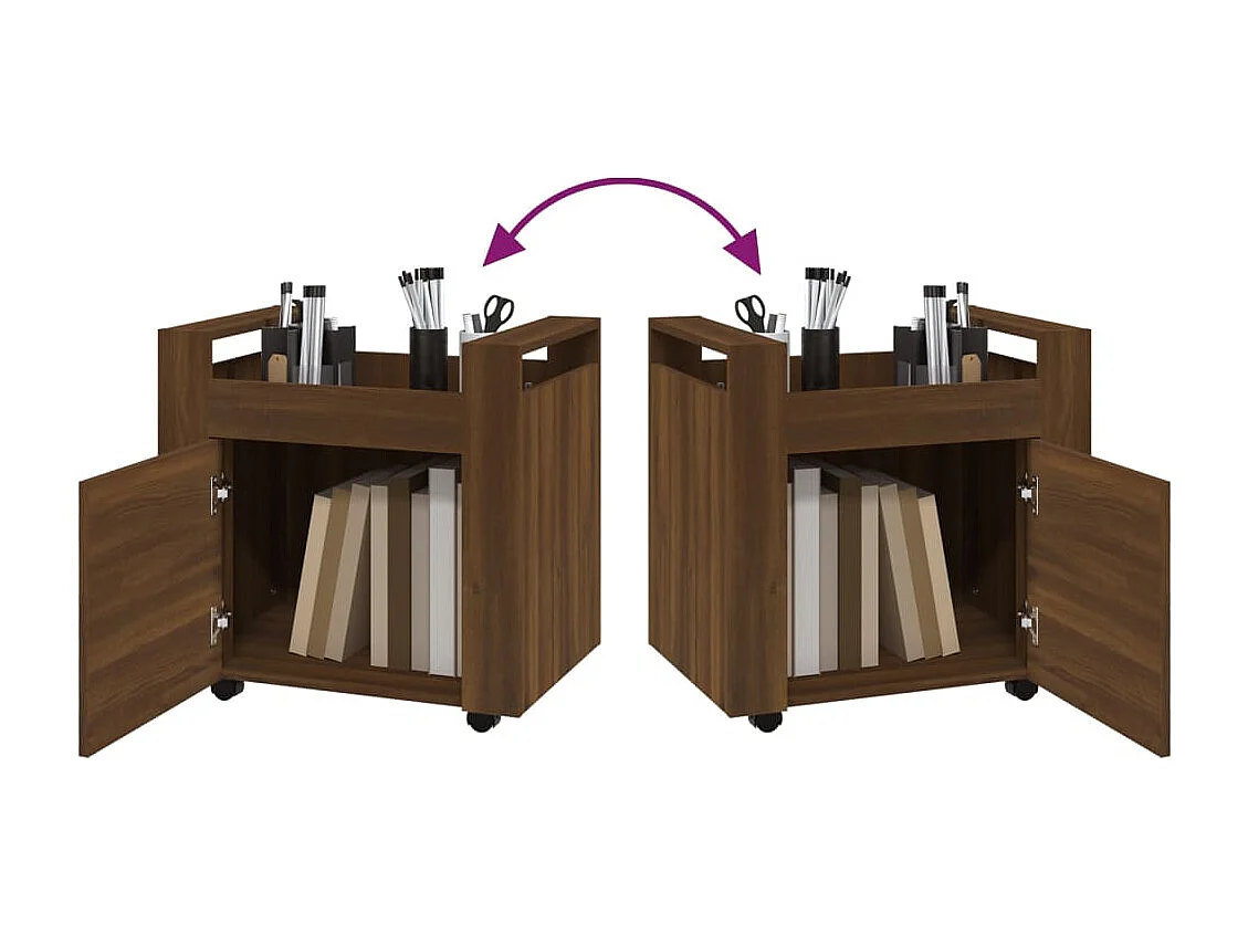 Bürowagen Braun Eichen-Optik 60x45x60 cm Holzwerkstoff