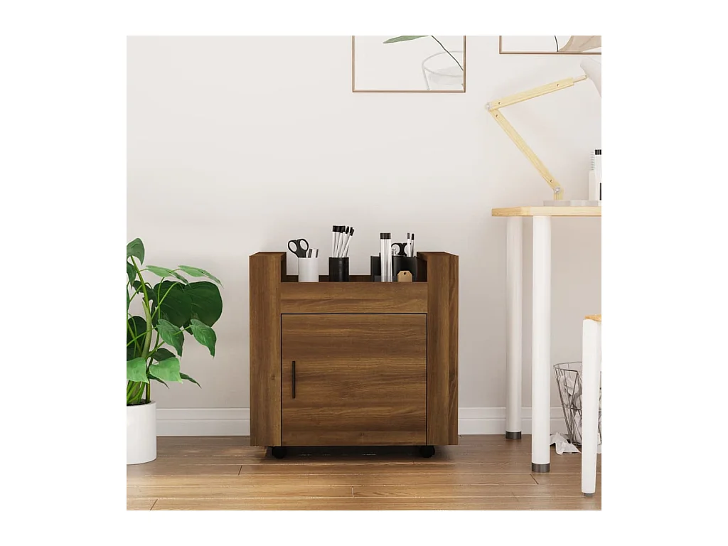 Carrello Scrivania Rovere Marrone 60x45x60 cm Legno Multistrato
