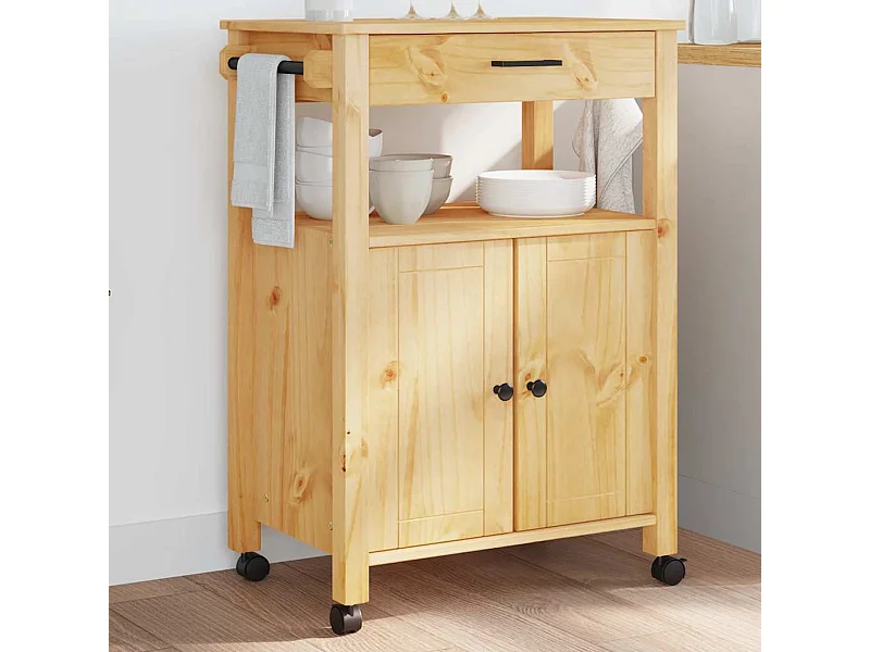 Chariot de cuisine MONZA 60x40x88,5 cm bois massif de pin