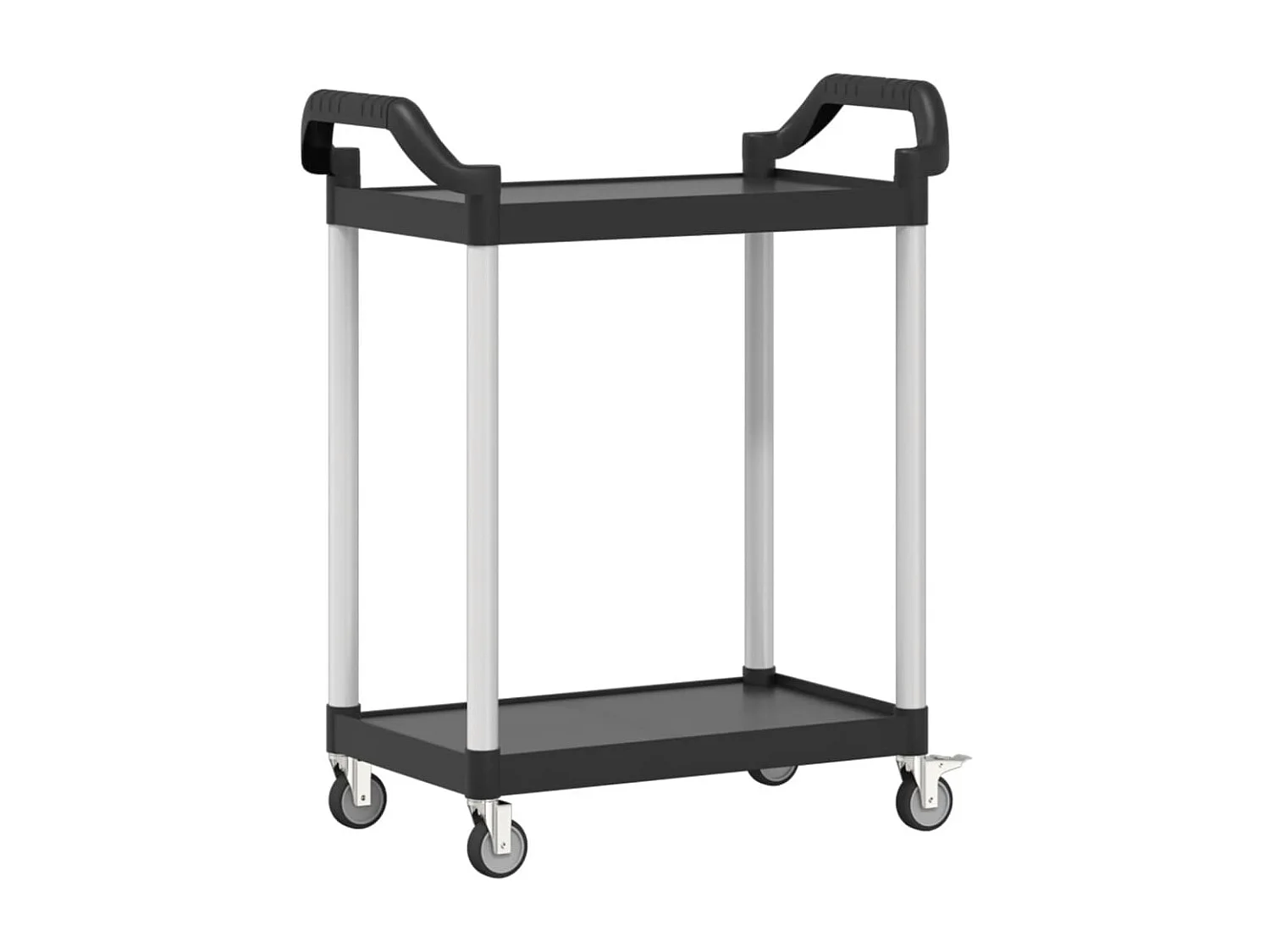 Carrinho c/ 2 prateleiras 81x41x92 cm alumínio preto