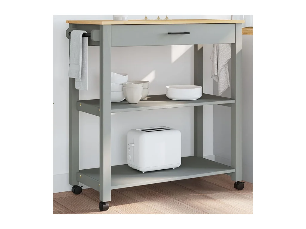 Chariot de cuisine MONZA 84x40x90 cm bois massif de pin