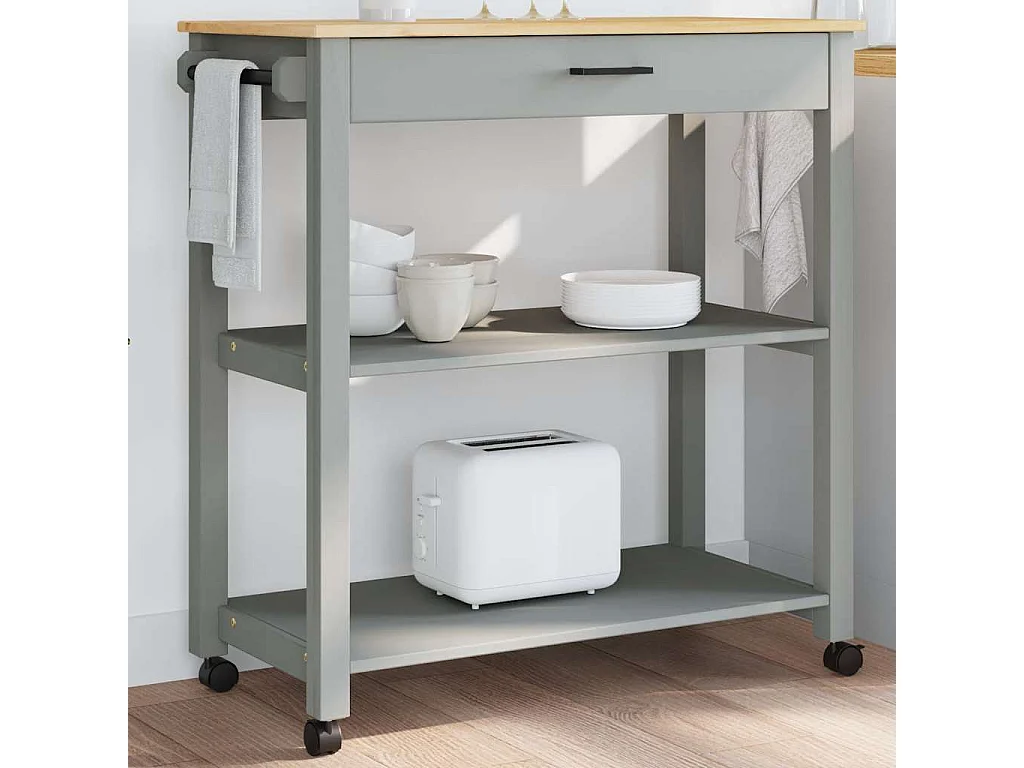 Chariot de cuisine MONZA 84x40x88,5 cm bois massif de pin