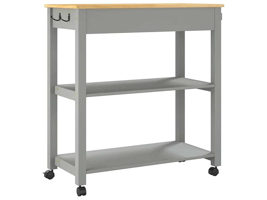 Chariot de cuisine MONZA 84x40x88,5 cm bois massif de pin
