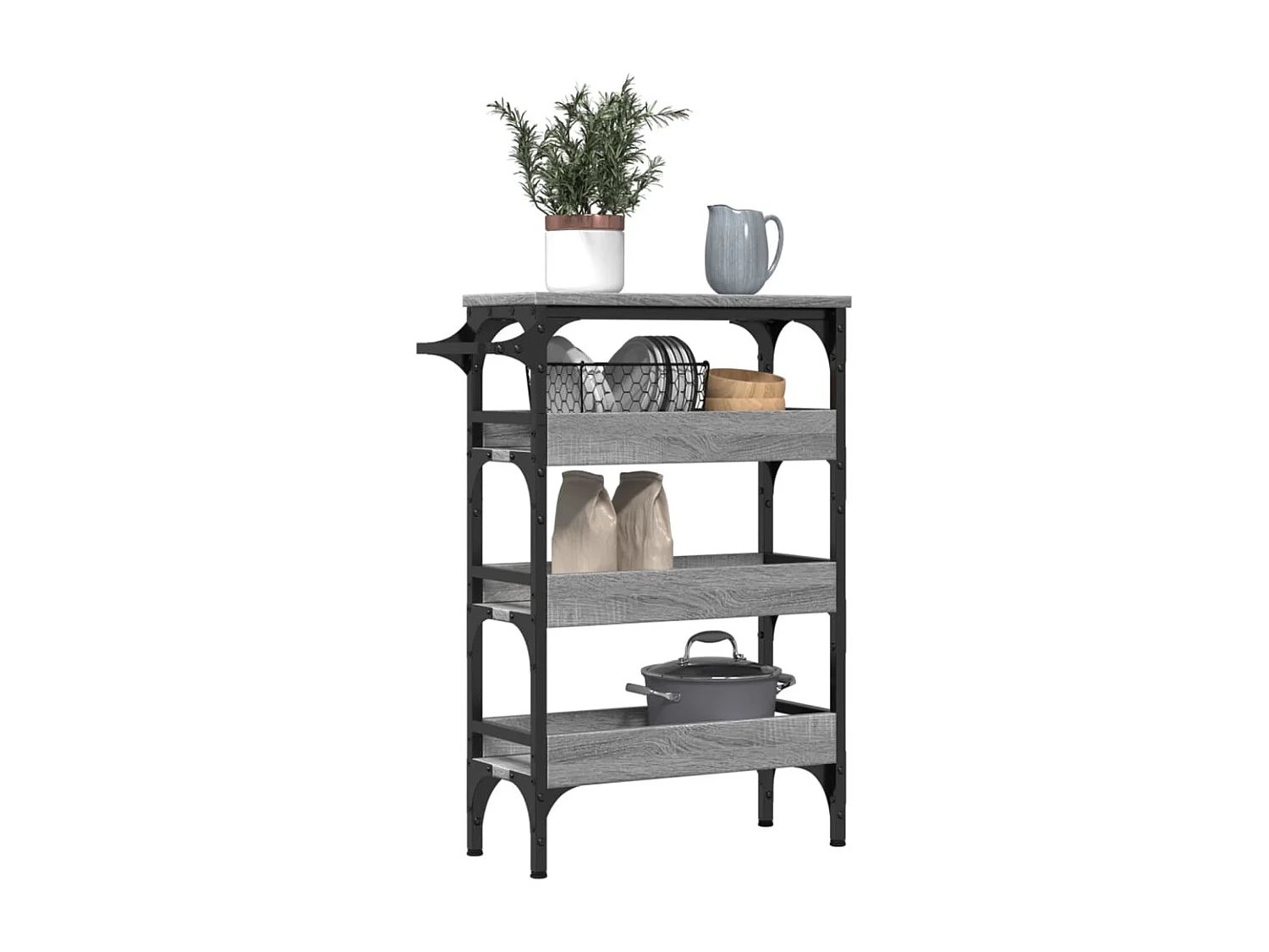 Keukentrolley 53x20x76 cm bewerkt hout grijs sonoma eiken