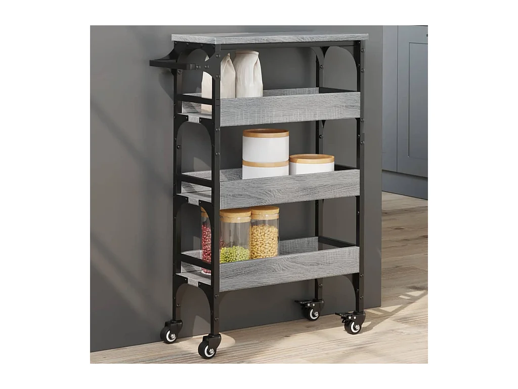 Chariot de cuisine sonoma gris 53x20x76 cm bois d'ingénierie