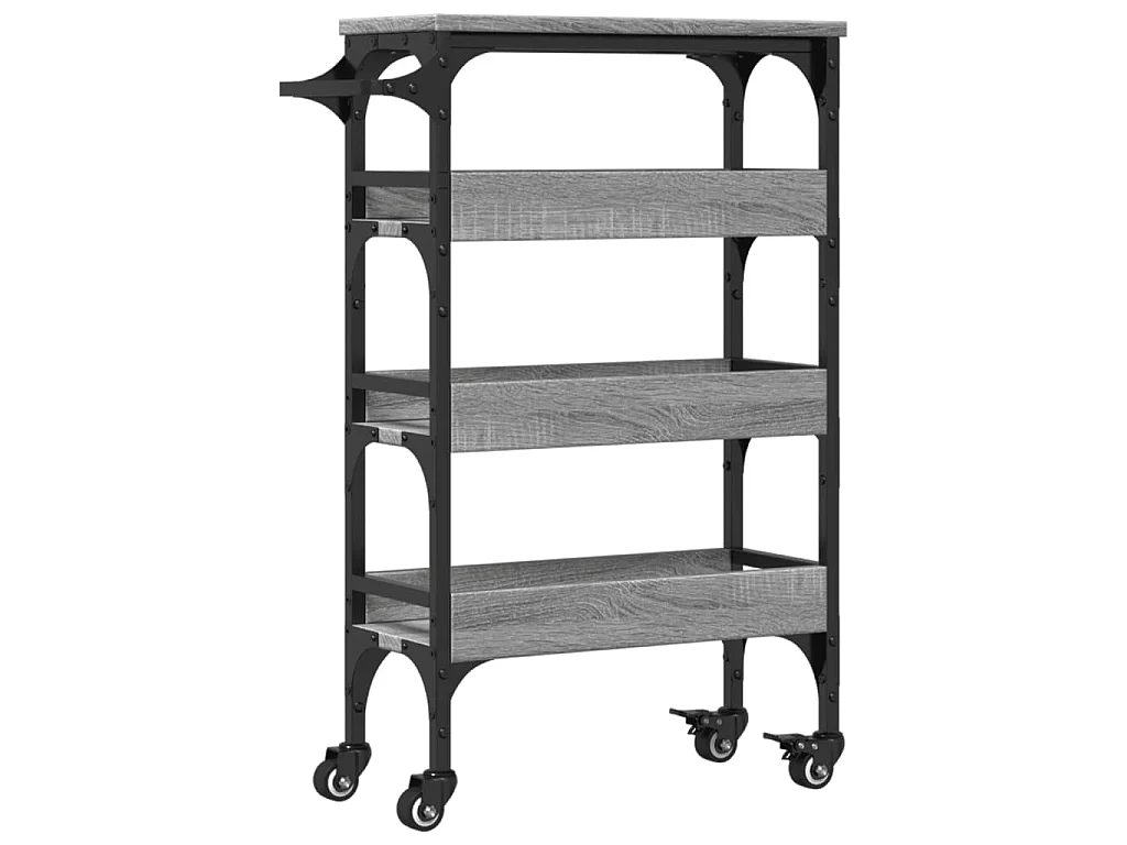 Chariot de cuisine sonoma gris 53x20x76 cm bois d'ingénierie