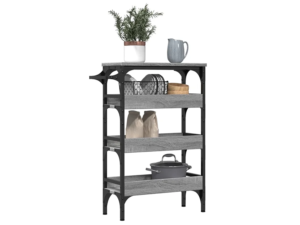 Chariot de cuisine sonoma gris 53x20x76 cm bois d'ingénierie