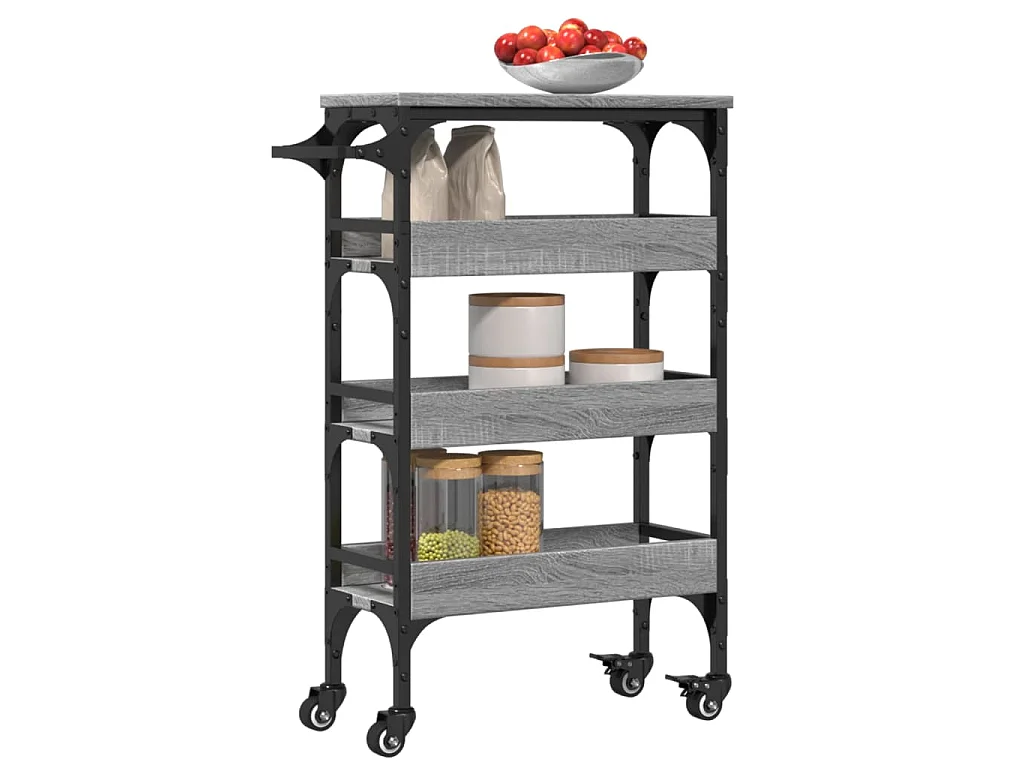 Chariot de cuisine sonoma gris 53x20x76 cm bois d'ingénierie