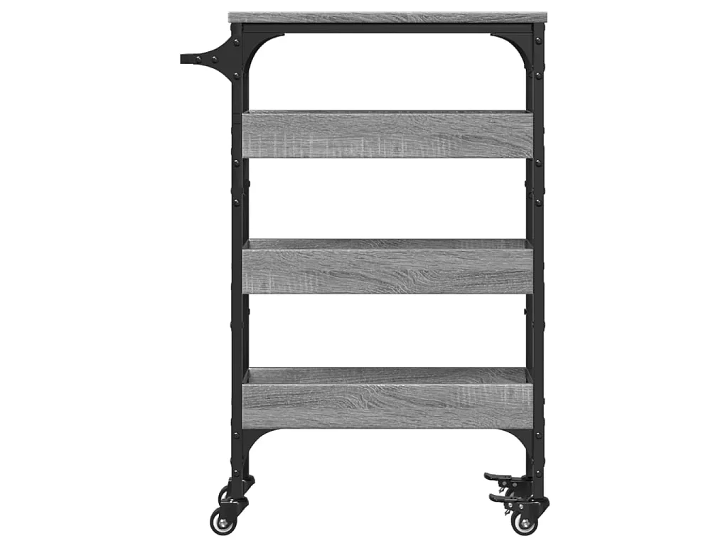 Chariot de cuisine sonoma gris 53x20x76 cm bois d'ingénierie