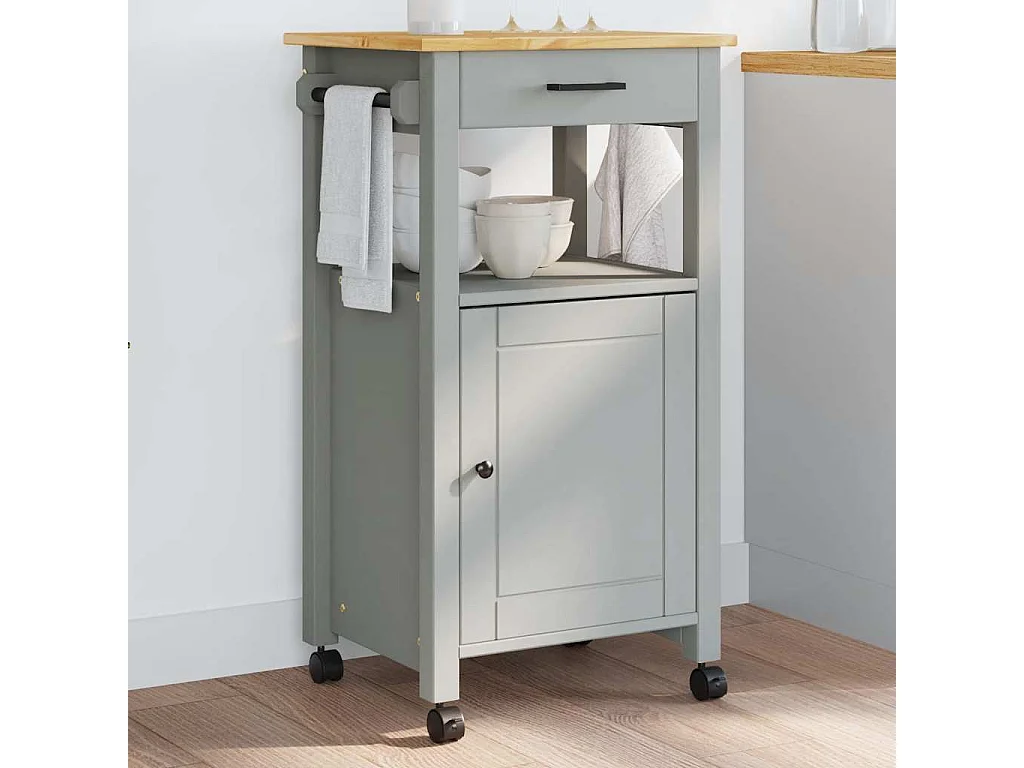 Chariot de cuisine MONZA 48x40x88,5 cm bois massif de pin