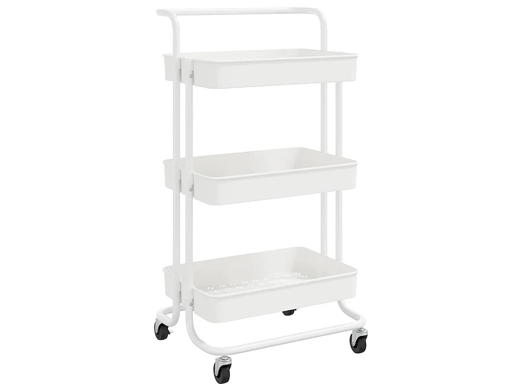 Chariot de cuisine 3 niveaux Blanc 42x35x85 cm Fer et ABS