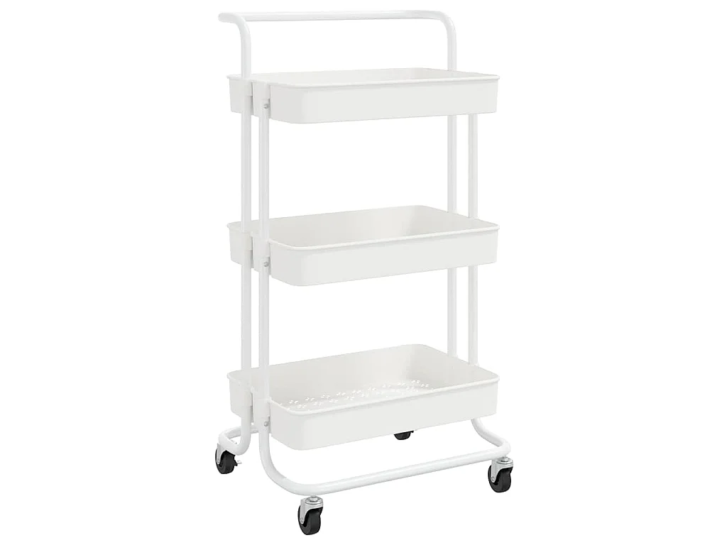 Chariot de cuisine 3 niveaux Blanc 42x35x85 cm Fer et ABS