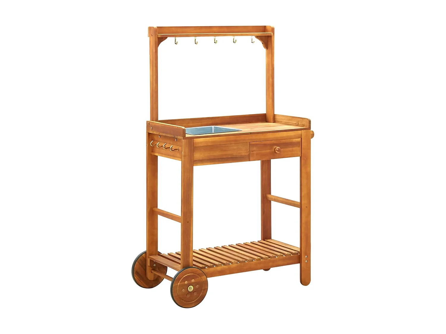 Chariot de cuisine de jardin Bois d'acacia 92x43,5x141,5 cm