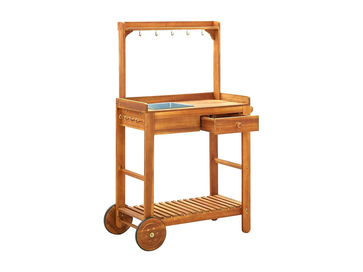 Chariot de cuisine de jardin Bois d'acacia 92x43,5x141,5 cm