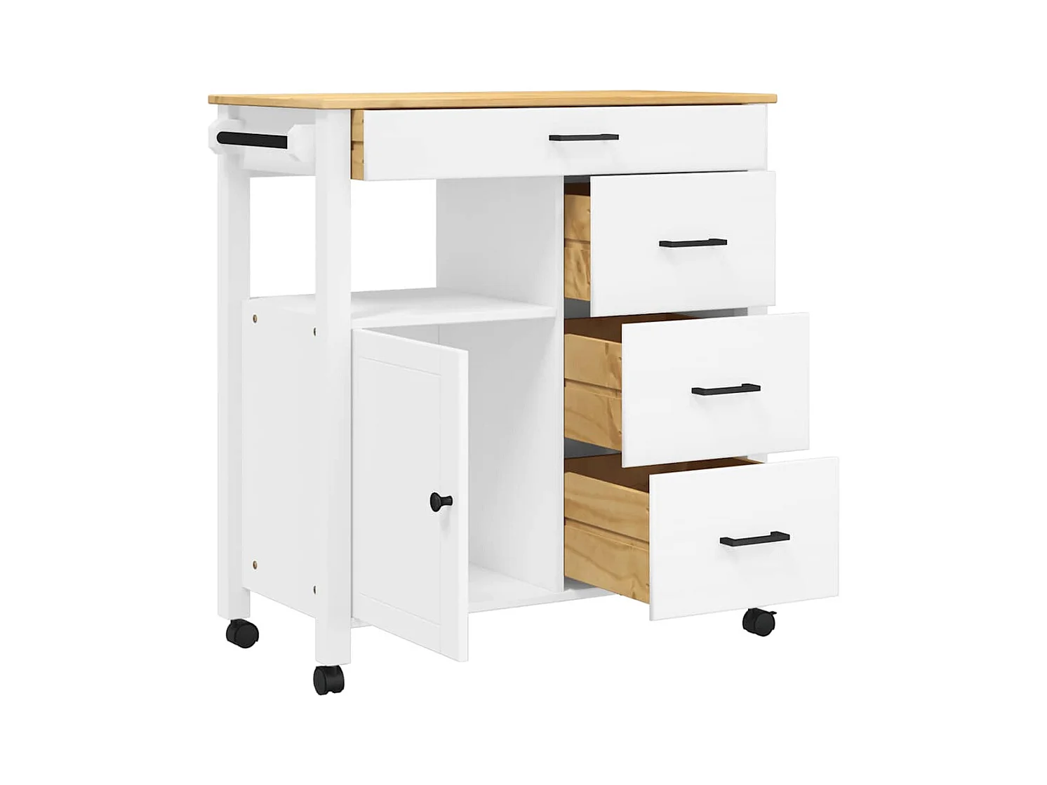 Chariot de cuisine MONZA 84x40x88,5 cm bois massif de pin