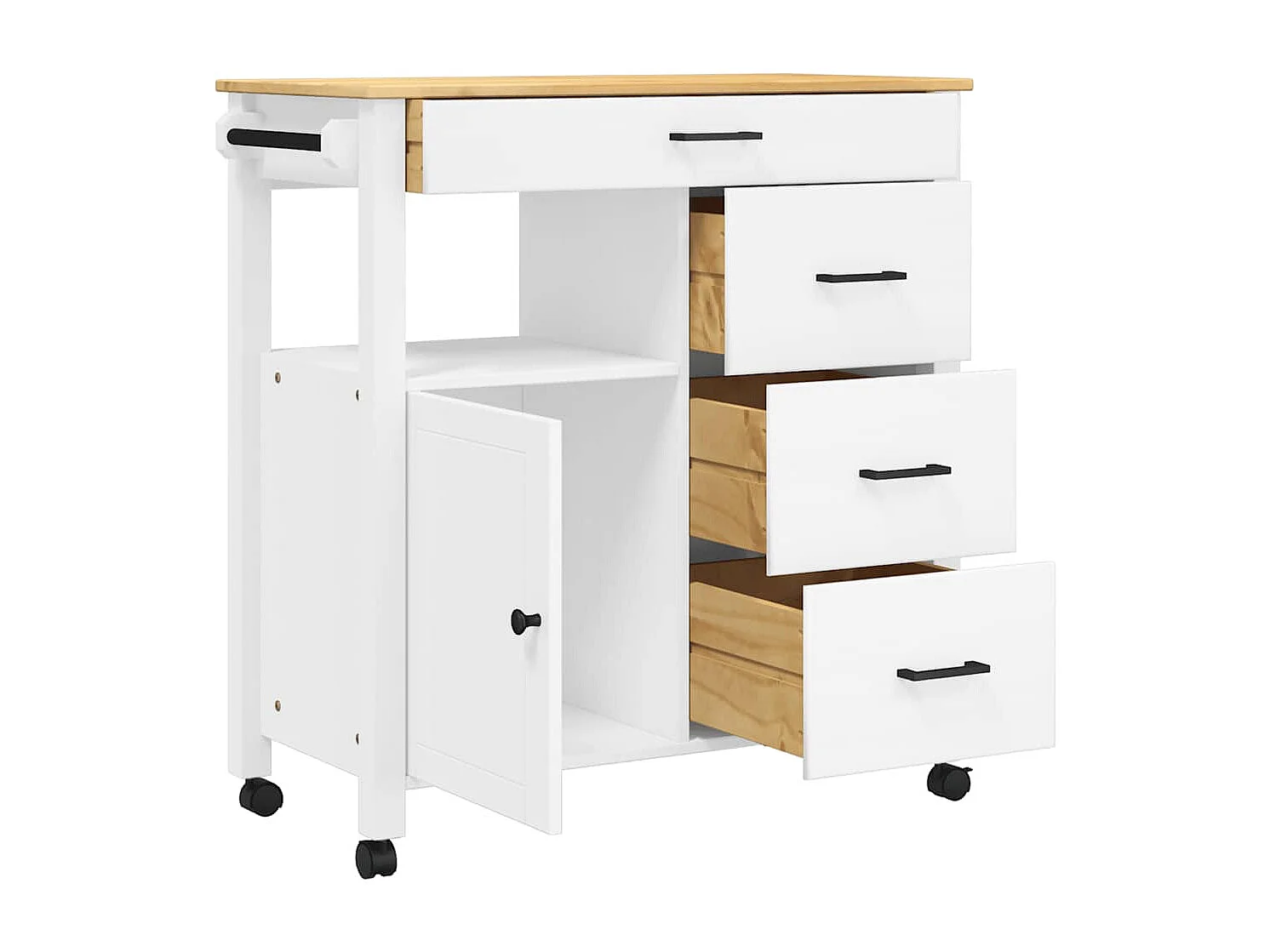 Chariot de cuisine MONZA 84x40x88,5 cm bois massif de pin