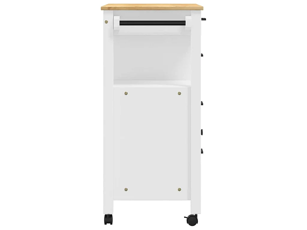 Chariot de cuisine MONZA 84x40x88,5 cm blanc bois massif de pin