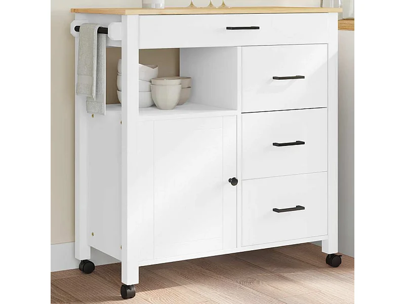 Chariot de cuisine MONZA 84x40x88,5 cm bois massif de pin